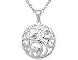 1/10 Carat (ctw) Circle Amethyst Pendant Necklace in Sterling Silver with Chain